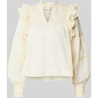 Neo Noir Regular Fit Bluse mit Häkelspitze Modell 'Mauri' in Pastellgelb, Größe 42 von NEO NOIR