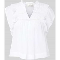 Neo Noir Regular Fit Blusentop mit Kappärmeln Modell 'Jayla' in Weiss, Größe 36 von NEO NOIR