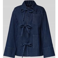 Neo Noir Relaxed Fit Hemdbluse aus Baumwoll-Mix Modell 'Starlie' in Jeansblau, Größe 38 von NEO NOIR