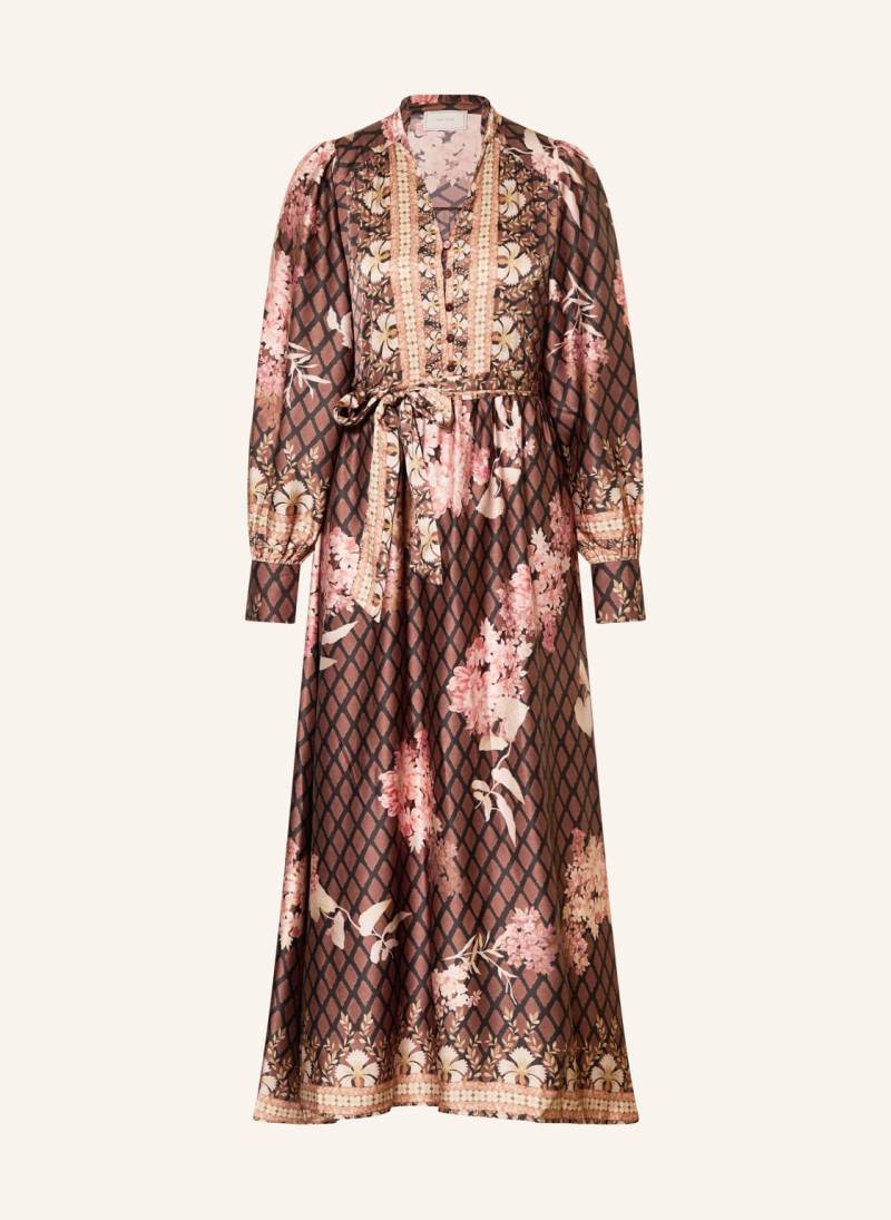 Neo Noir Satinkleid Nova Mit Rüschen schwarz von NEO NOIR