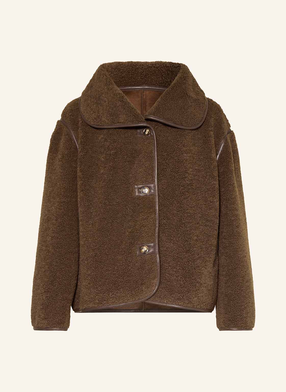 Neo Noir Teddyfell-Jacke Edmund braun von NEO NOIR