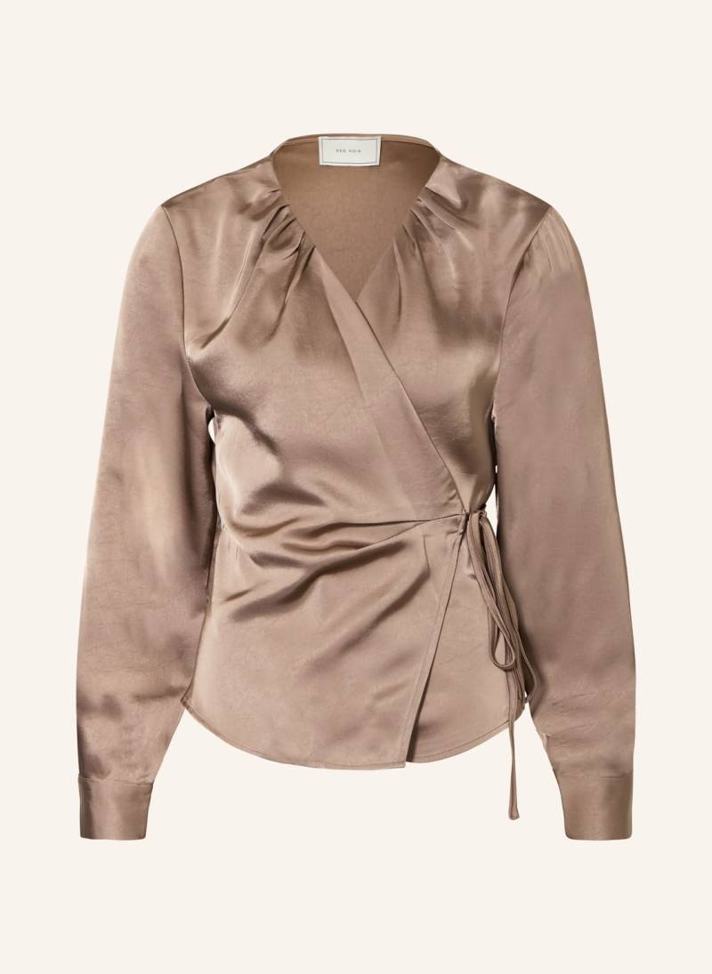Neo Noir Wickelbluse Caprina Aus Satin beige von NEO NOIR