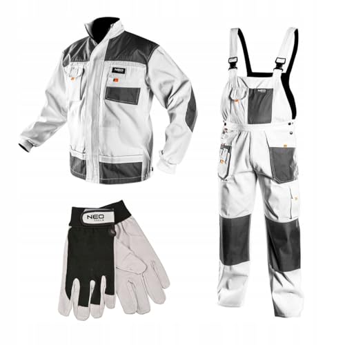 NEO TOOLS Arbeitskleidung: Arbeitsanzug-Set mit Arbeitsjacke, Arbeitshose uns Arbeitshandschuhe, für Mechaniker, Arbeitskleidung Set robust viele Taschen Baumwolle von NEO TOOLS