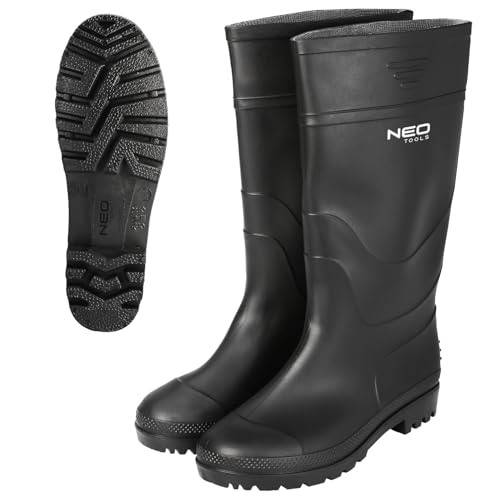 NEO TOOLS Gummistiefel - Gumischtifel unisex Wasserdicht Rain Boots Gartenstiefel Atmungsaktiv Gummistiefeletten Wasserdichter Angelstiefel Schwarz - 39-46 von NEO TOOLS