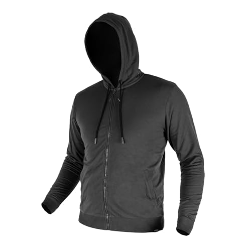 NEO TOOLS Herren Fleece-Sweatshirt mit Kapuze und Reißverschluss Gr. S-3XL Grau - Male Kapuzenpullover mit durchgehendem Reißverschluss - Bündchen an Ärmeln und Taille (XL) von NEO TOOLS