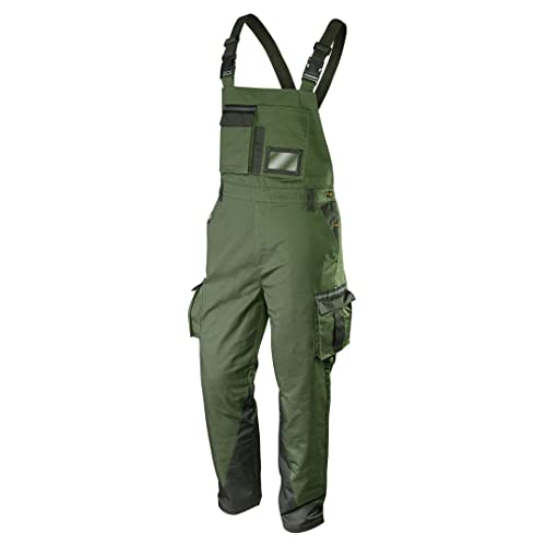 NEO TOOLS Latzhose CAMO Olive Größe M/50 – robuste Arbeitshose Herren mit verstellbaren Trägern Multifunktionstaschen Baumwolle Polyester 255g/m² EN ISO 13688 zertifiziert Werkstatthose von NEO TOOLS