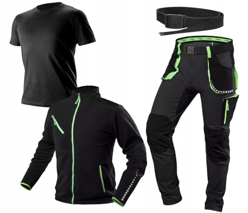 NEO TOOLS PREMIUM Arbeitskleidung Herren Set (Größe S-3XL) – Stretch-Arbeitshose, Robuster Polar-Fleece und Langarmshirt – Sichtbar und Funktionell Männer-Arbeitshosen von NEO TOOLS