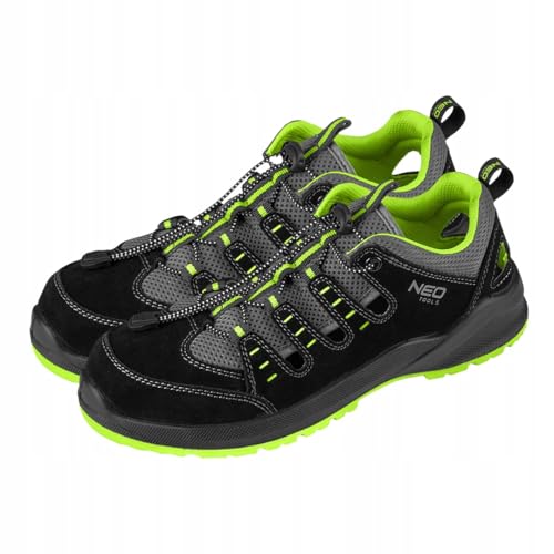 NEO TOOLS Sicherheitsschuhe Herren S1P SR - Gr. 42 - mit Stahlkappenschuhe und Pannensicherer Stahleinsatz - Arbeitsschuhe, rutschfest Schutzschuhe - Atmungsaktiv - Schuhsohle aus Eva-Schaum von NEO TOOLS