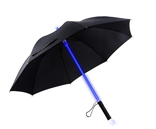 NEO+ Lichtschwert LED Regenschirm mit Taschenlampe. Lichtschwert Leuchten schwarzer Regenschirm mit 7 Farben von NEO+