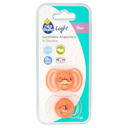 Neobaby Light Anatomischer Schnuller aus Silikon 0M+, 1 Packung mit 2 Schnullern von NEOBABY
