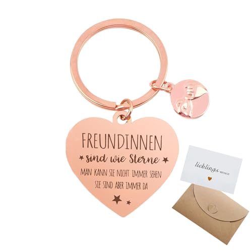 NEODTX Freundinnen Geschenke Schlüsselanhänger,Freundin Geschenk Freundschaftsgeschenk kleinigkeit-mit Grußkarte-Kraftpapier,beste freundin personalisierte geburtstag geschenk freundschaft(Rosegold) von NEODTX