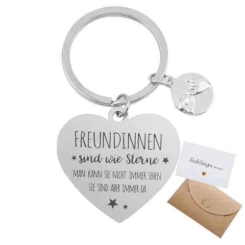 NEODTX Freundinnen Geschenke Schlüsselanhänger,Freundin Geschenk Freundschaftsgeschenk kleinigkeit-mit Grußkarte-Kraftpapier,beste freundin personalisierte geburtstag geschenk freundschaft(Silber) von NEODTX