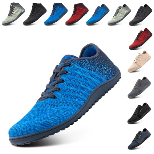 NEOKER Barfußschuhe Herren Damen Leicht Weit Zehenschuhe Unisex Minimalistische Walkingschuhe Fitnessschuhe Laufschuhe Breiter Casual Sneaker Blau 40 EU von NEOKER