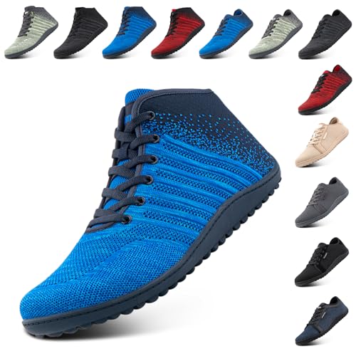 NEOKER Barfußschuhe Unisex Weit Zehenschuhe Herren Damen Minimalistische Leicht Walkingschuhe Fitnessschuhe Laufschuhe Breiter Casual Sneaker Blau 42 EU von NEOKER