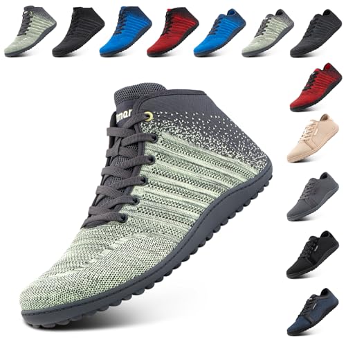 NEOKER Barfußschuhe Unisex Weit Zehenschuhe Herren Damen Minimalistische Leicht Walkingschuhe Fitnessschuhe Laufschuhe Breiter Casual Sneaker Grün 43 EU von NEOKER