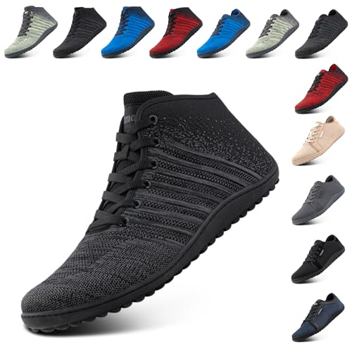 NEOKER Barfußschuhe Unisex Weit Zehenschuhe Herren Damen Minimalistische Leicht Walkingschuhe Fitnessschuhe Laufschuhe Breiter Casual Sneaker Schwarz 39 EU von NEOKER