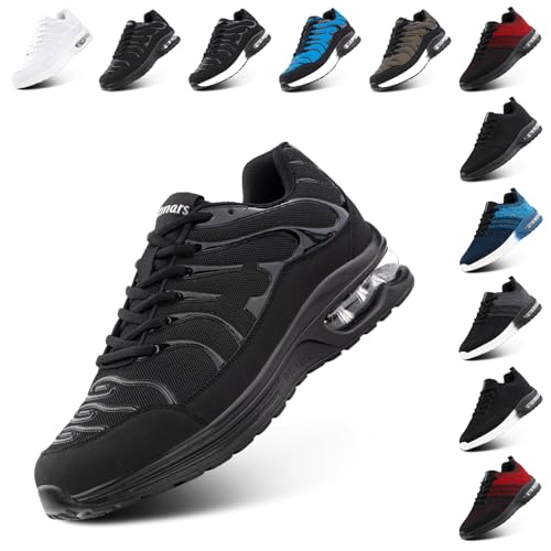 NEOKER Turnschuhe Damen Herren Laufschuhe Sportschuhe Running Shoes Tennisschuhe Air Sneakers Fitnessschuhe Leicht Outdoor Weit Gym Schwarz EU 41 von NEOKER