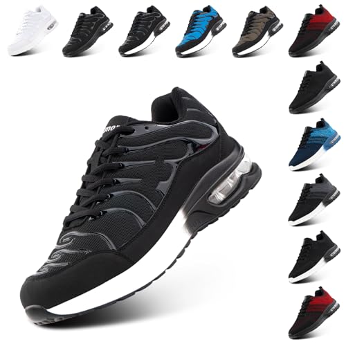 NEOKER Turnschuhe Damen Herren Laufschuhe Sportschuhe Running Shoes Tennisschuhe Air Sneakers Fitnessschuhe Leicht Outdoor Weit Gym Schwarz Weiß EU 36 von NEOKER