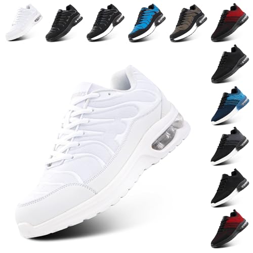 NEOKER Turnschuhe Damen Herren Laufschuhe Sportschuhe Running Shoes Tennisschuhe Air Sneakers Fitnessschuhe Leicht Outdoor Weit Gym Weiß EU 43 von NEOKER