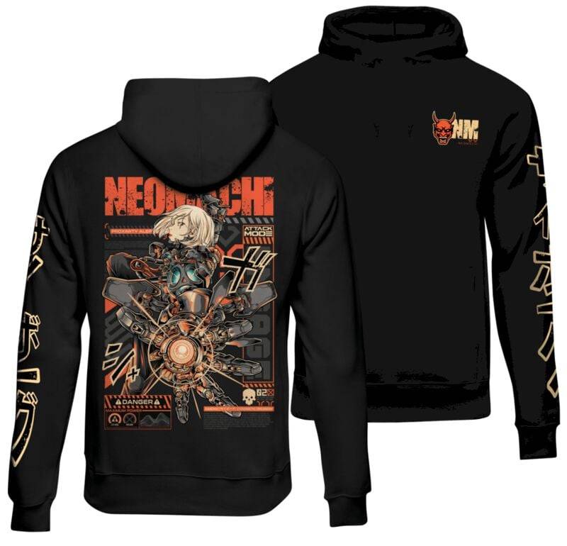 NEOMACHI - Gaming Kapuzenpullover - CYBORG - S bis XXL - für Männer - Größe XL - schwarz von NEOMACHI