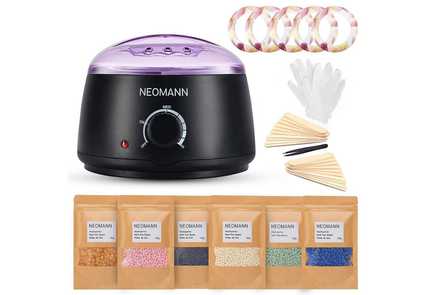 NEOMANN Warmwachs-Haarentferner Waxer II Waxing Kit für Frauen-Nicht klebend,teflonbeschichtet, Ganzkörper-Waxing von NEOMANN