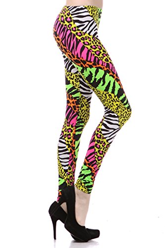 NeonNation Helle Gamaschen der 1980er Jahre Gepard Cheetah Anzughose für Damen groß Mehrfarbig von NEON NATION
