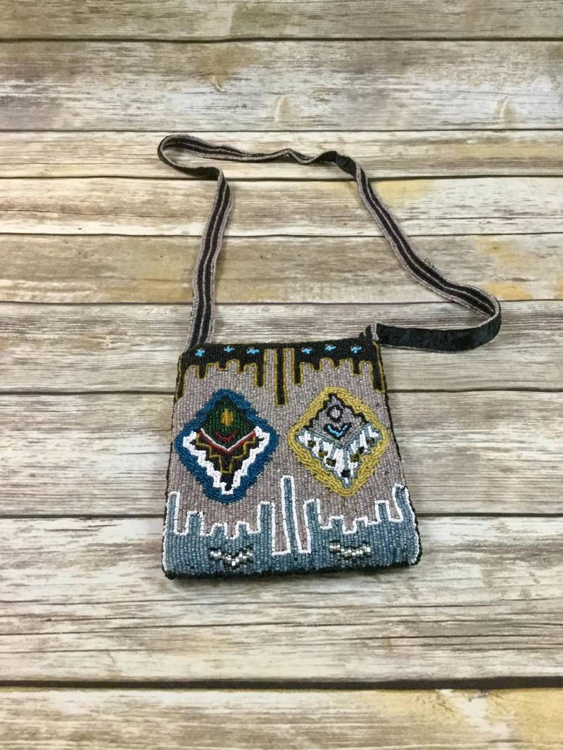 Christiana Vintage Abstrakte Seed Bead Umhängetasche/Bunte Perlen Beutel Handtasche Formale Abendtasche Clutch Geldbörse Mit Reißverschluss von NEONBULL