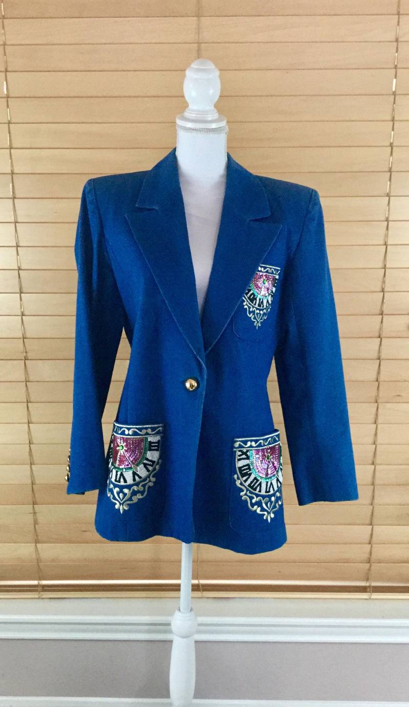 Lew Magram Deadstock Damen Perlen Pailletten Jacke von NEONBULL