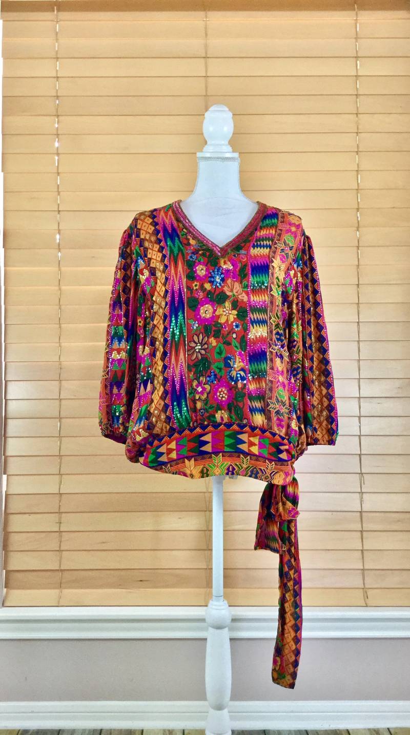 Neiman Marcus Vintage Pailletten Abstrakt Boho Taille Top/Bluse von NEONBULL