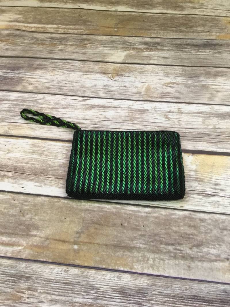 Neon Grün Und Schwarz Gestreifte Perlen Geldbörse/Schwarze Abendtasche Beutel Handtasche Clutch von NEONBULL