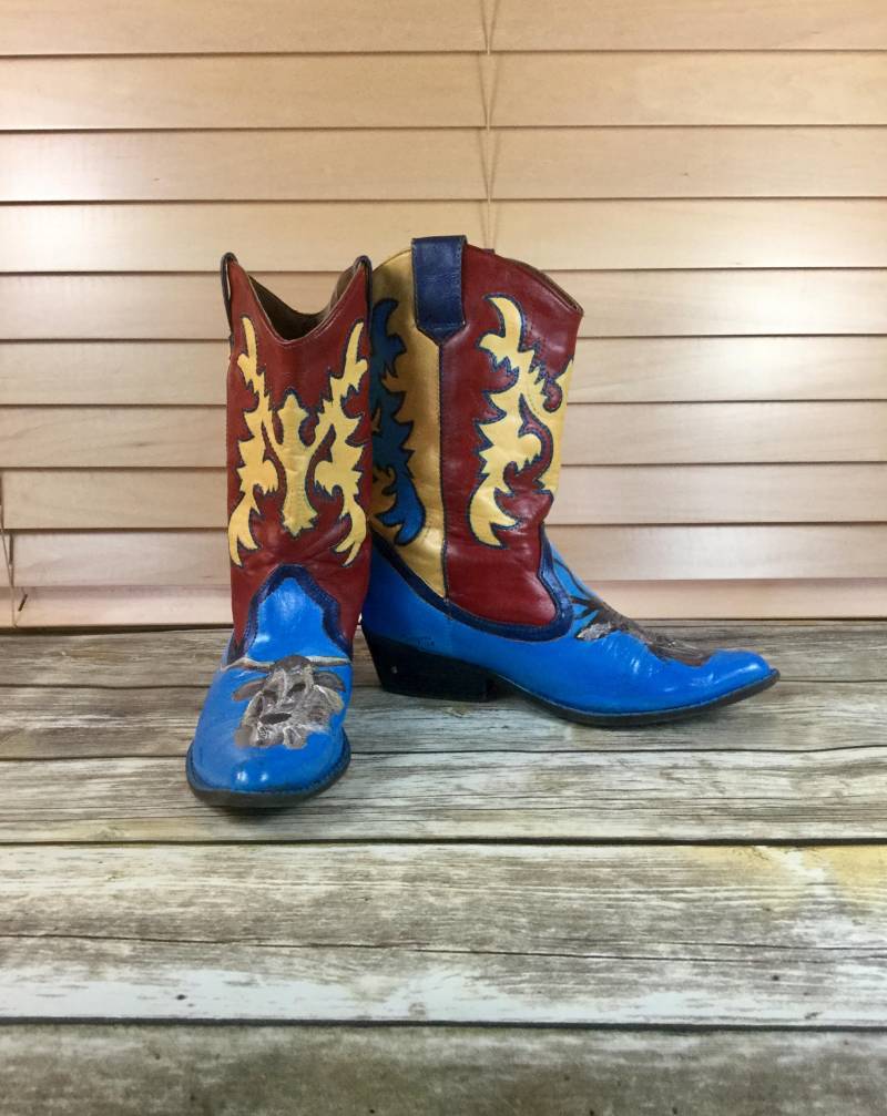 Oak Handbemalte Sehr Einzigartige Damen Größe 10 Westernstiefel/Hirsch Longhorn von NEONBULL