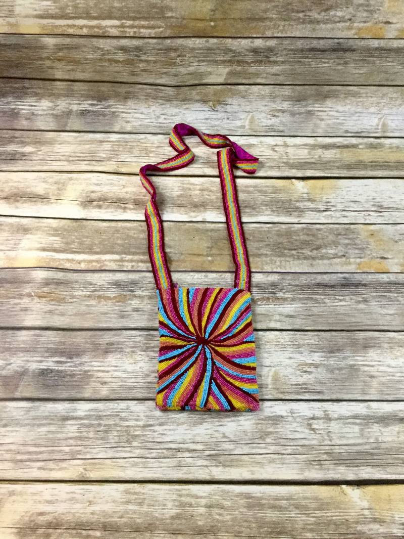 Regenbogen Windrad Vintage Hippie Perlen Geldbörse/Retro Beutel Boho Handtasche Clutch von NEONBULL