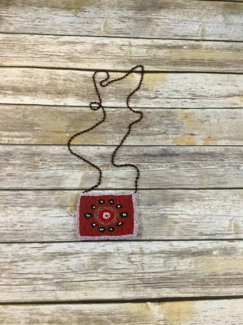 Rote Vintage Moyna Perlen Geldbörse/Rocailles Perle Beutel Handtasche Clutch von NEONBULL