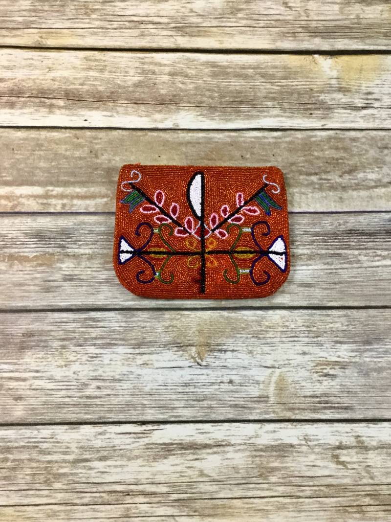 Vintage Art Deco Perlen Geldbörse | Roter Retro Kleiner Verzierter Wechsel Beutel von NEONBULL