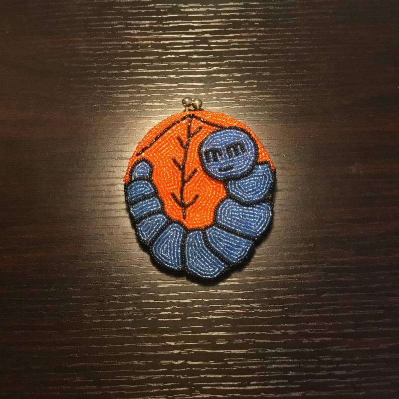 Vintage Raupe Perlen Geldbörse | Orange Und Immergrüner Kleiner Verzierter Beutel von NEONBULL