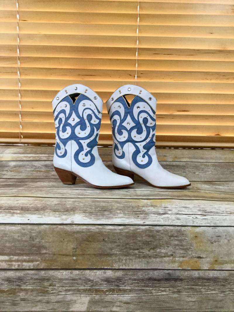 Vintage Zalo Damen Größe 11M Westernstiefel/Verzierte Stiefel Mit Juwelen von NEONBULL