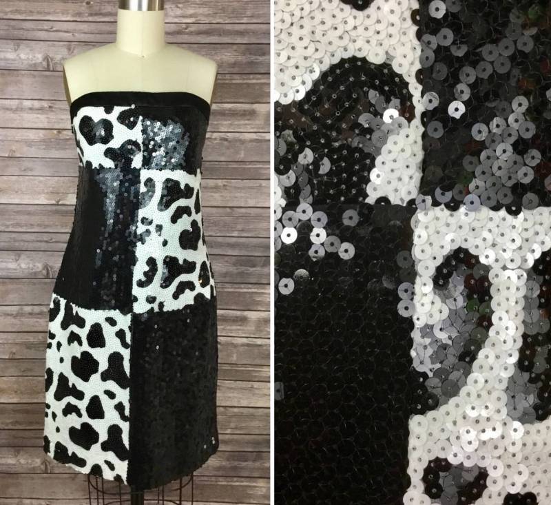 steve Fabrikant Vintage Neiman Marcus Neuheit Kariertes Kuh Print Trägerloses Kleid von NEONBULL