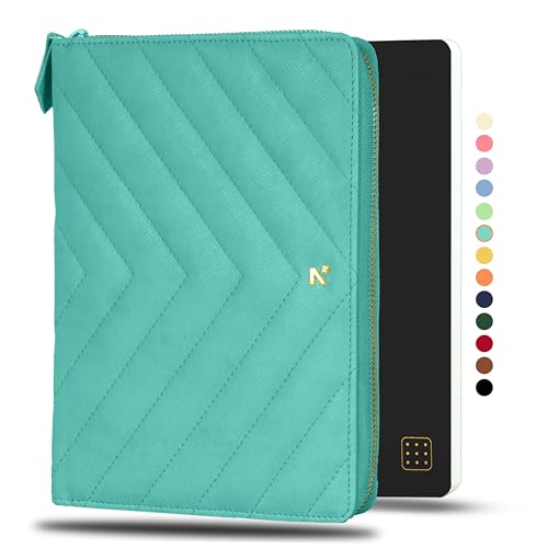 NEORAH B6-Notebook-Hülle mit Kompendium + Dotgrid-Tagebuch | Kunstlederhülle + Stiftschlaufe | 2 vordere 1 Rückfach | 6 Kartenfächer – Blaugrün NEORAH B6-Notebook-Hülle mit Kompendium + Dotgrid-Tagebuch | Kunstlederhülle + Stiftschlaufe | 2 vordere 1 Rückfach | 6 Kartenfächer – Blaugrün von NEORAH