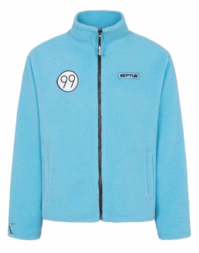 NEPTUN | Hunter x Hunter Graphic Fleecejacke | Killua Zoldyck - Fleecejacket Anime, blau, bestickt, Unisex, Oversize Fit (DE/NL/SE/PL, Alphanumerisch, XXL, Regular, Regular, Hellblau) von NEPTUN