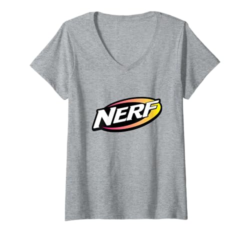 Damen Nerf Orange and Red Big Chest Logo T-Shirt mit V-Ausschnitt von NERF