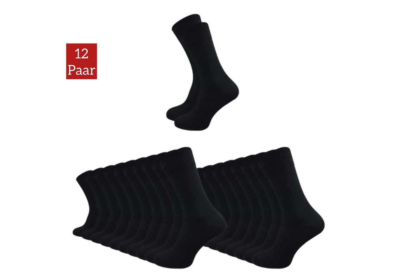 NERS Basicsocken für Damen und Herren aus 100% Baumwolle ohne Gummidruck (12-Paar, 12 Paar) für Business und Freizeit socken. Ohne drückende Naht von NERS