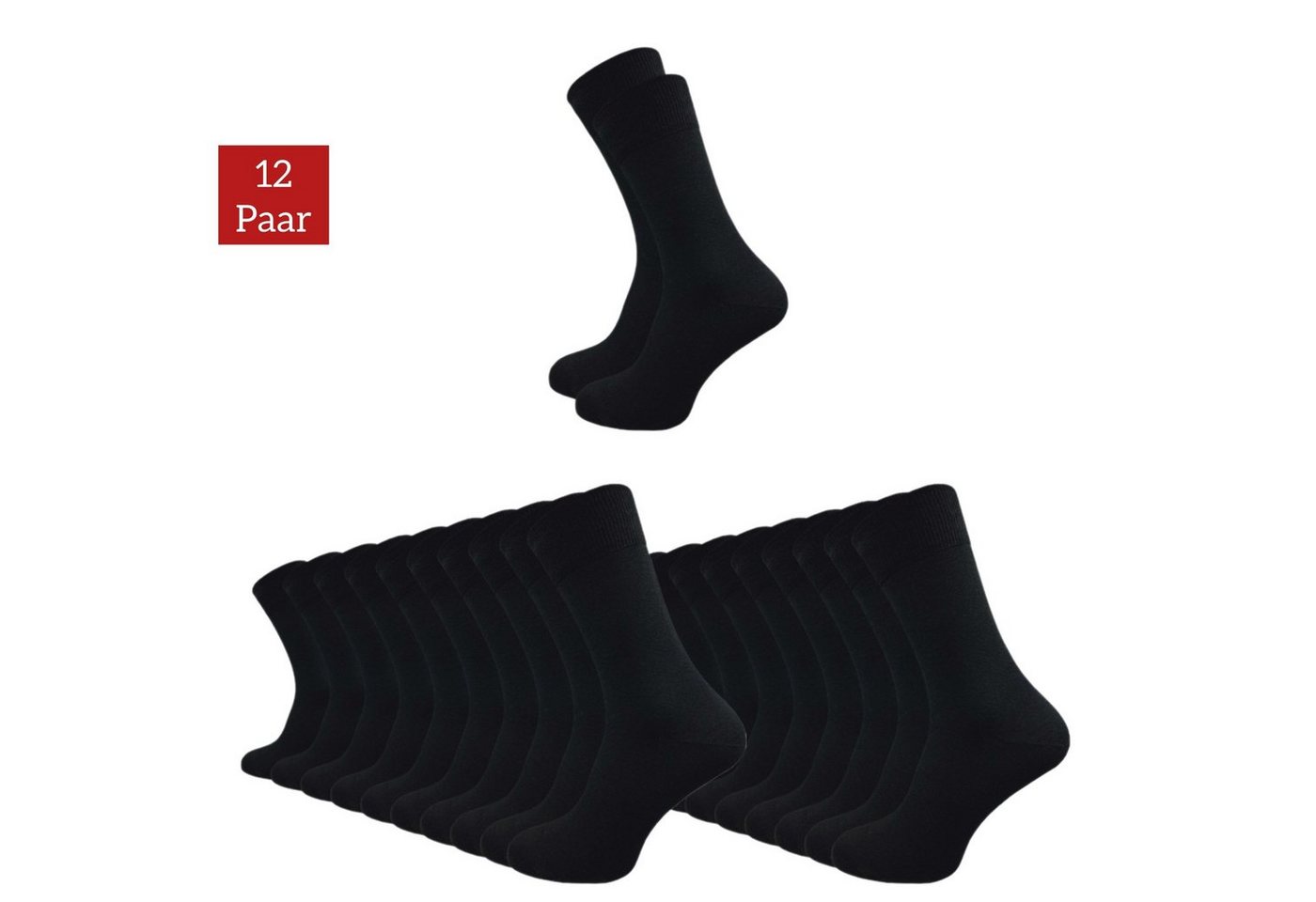 NERS Basicsocken für Damen und Herren aus hochwertiger Baumwolle ohne drückende Naht (12-Paar, 12 Paar) Perfekte Socken für den Alltag und ohne Gummidruck von NERS