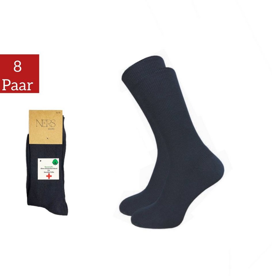 NERS Diabetikersocken Gesundheitssocken für Damen und Herren mit hohem Baumwollanteil (Box, 8-Paar) ohne drückende Naht, mit atmungsaktiver Baumwolle von NERS