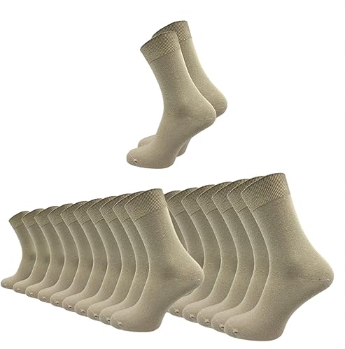 Socken für Damen und Herren aus 100% Baumwolle - Ohne drückende Naht - mit Komfortbund (10 Paar) (as3, numeric, numeric_39, numeric_42, regular, regular, Dunkelbeige) von NERS