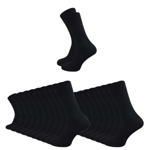 Socken für Damen und Herren aus 100% Baumwolle - Ohne drückende Naht - mit Komfortbund (10 Paar) (as3, numeric, numeric_47, numeric_50, regular, regular, Schwarz) von NERS