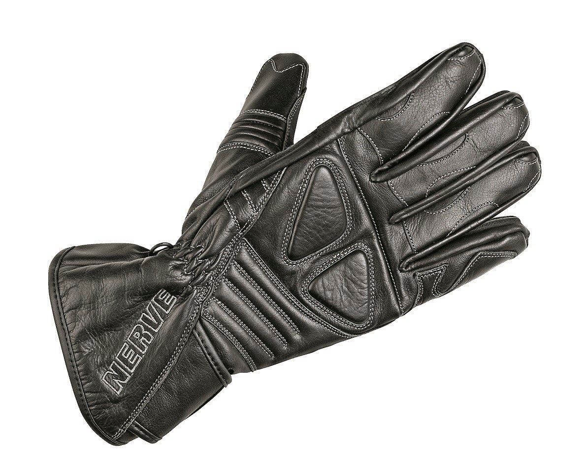 NERVE Motorradhandschuhe Dark Leather Polsterung über den Fingerknöcheln von NERVE