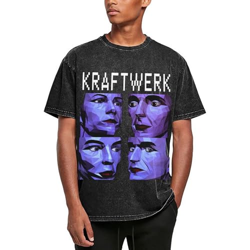 Herren Baumwolle Vintage T-Shirts Kraft*Werk Logo Grafik Druck Schwarz Tshirt Rundhals Kurzarm T Shirt Sommer Lässiges Band Tops für Männer Jungen Merch Geschenk for Fans Herren Baumwolle Vintage T-Shirts Kraft*Werk Logo Grafik Druck Schwarz Tshirt Rundhals Kurzarm T Shirt Sommer Lässiges Band Tops für Männer Jungen Merch Geschenk for Fans von NESITK