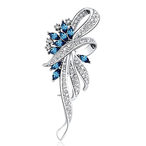 Damen Brosche Elegant Mode Kristallbrosche Elegante Bauhinia Broschen Revers Pin Rhinestone Broschen Corsage Hochzeit Schmuck Frauen Damen Brosche Elegant Vintage (Color : Blue) von NESPIQ