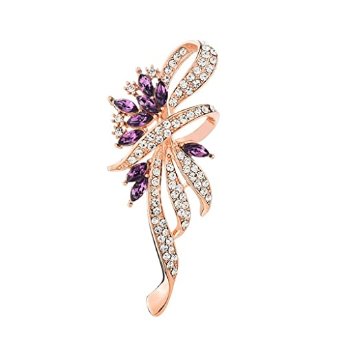 Damen Brosche Elegant Mode Kristallbrosche Elegante Bauhinia Broschen Revers Pin Rhinestone Broschen Corsage Hochzeit Schmuck Frauen Damen Brosche Elegant Vintage (Color : Purple) von NESPIQ