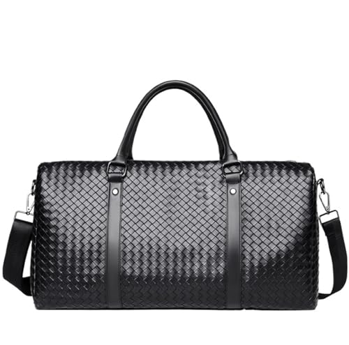 Für Reisen Kurzurlaub 17-Zoll-Kleidersack Für Reisen, Weekender-Tasche Für Herren, PU-Leder, Reisetasche Für Fitnessstudio, Sport Mit Kulturbeutel (Color : Black, Size : 43 * 17 * 24 cm) von NESPIQ